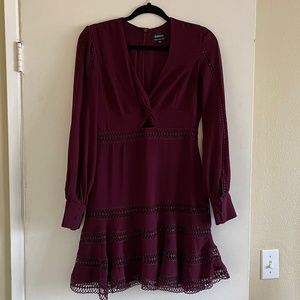 Nordstrom - Bardot Luella Lace Trim Long sleeve Fit & Flare Dress - Size S